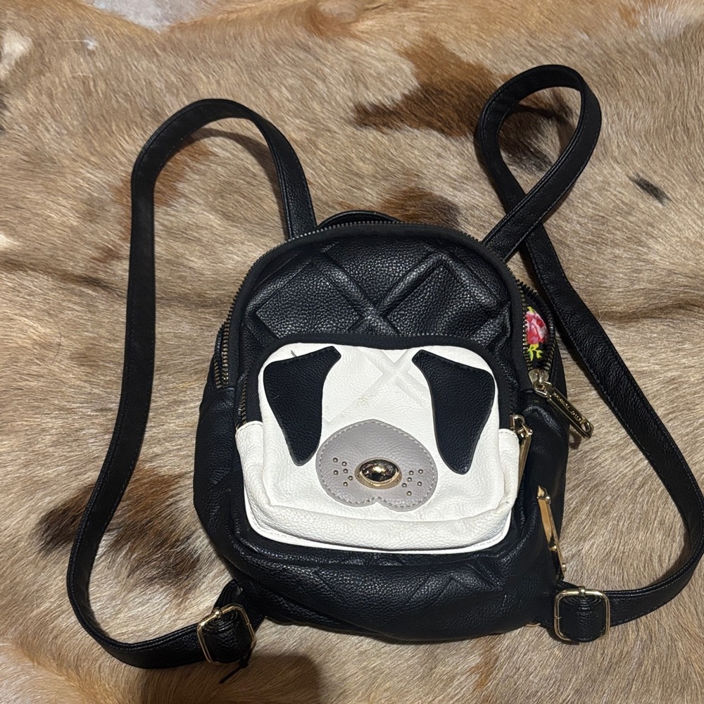 Betsey Johnson Black and White Dog Backpack